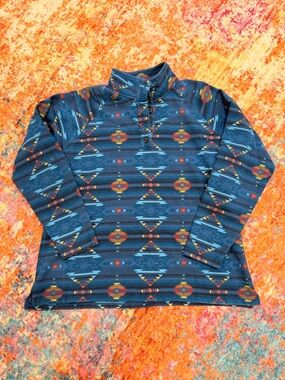 Ariat REAL Southwestern Print Henley Hoodie Sweatshirt Women’s XXL